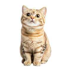 Cute tabby cat looking up with big eyes