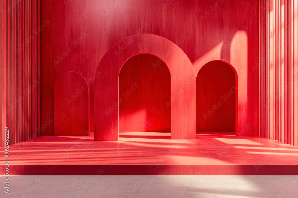 Poster abstract red studio background for product presentation. background for display product.