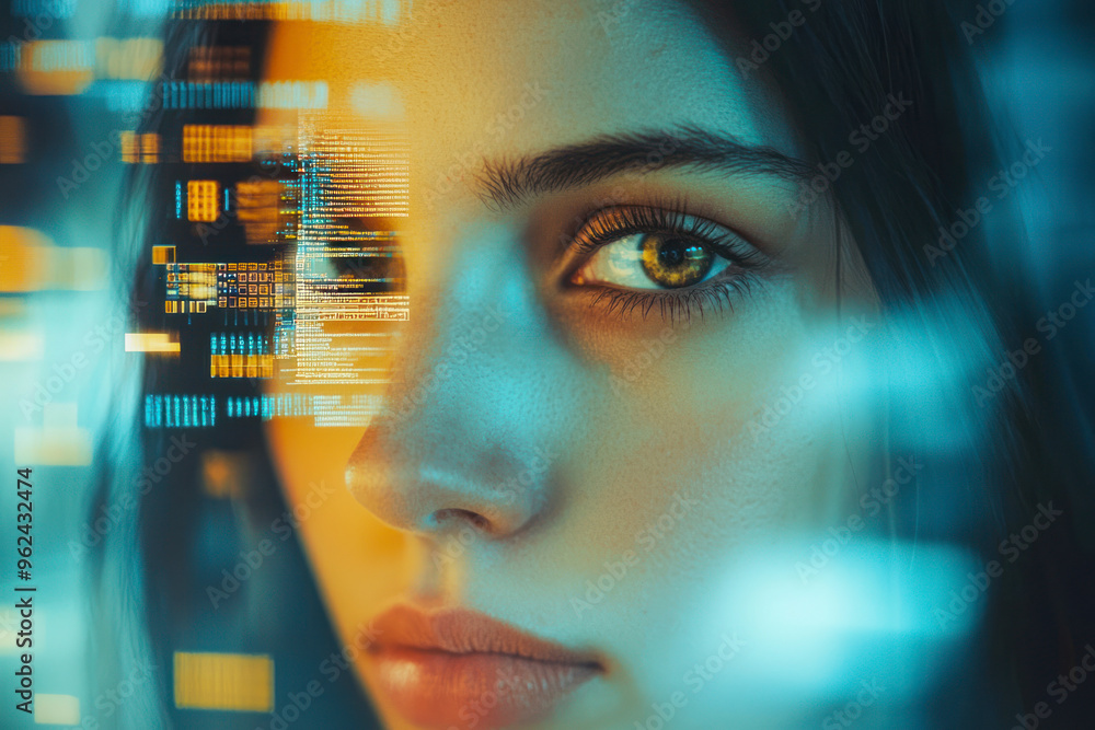 Poster cybernetic attack security, banking and personal data. protecting herself from cyber attacks.