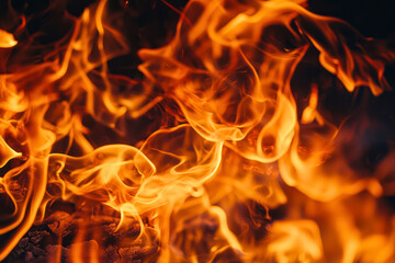 Fototapeta premium Texture of fire on black background. Abstract fire flame background.