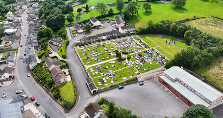 Aerial View of Edenmore Cemetery in Tempo Village County Fermanagh Northern Ireland