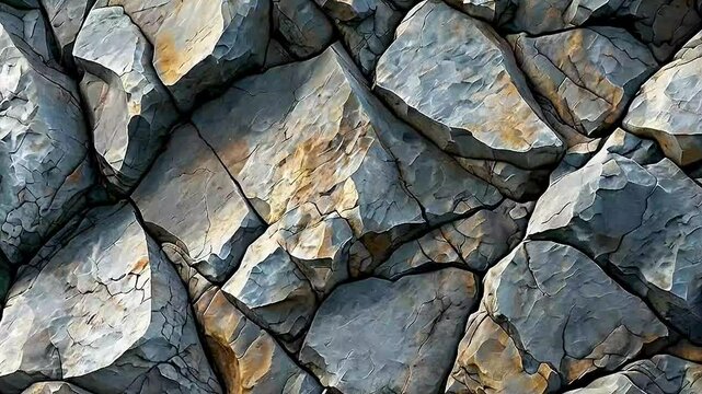 a rock wall , showing  different types of rock