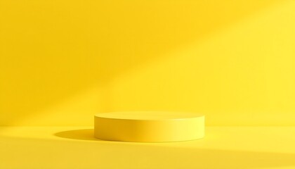 Yellow podium pedestal with matte color background. Style-7