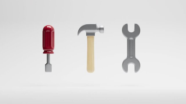 Spinning Basic Handtool  Set of Scredriver, Hammer and Wrench
