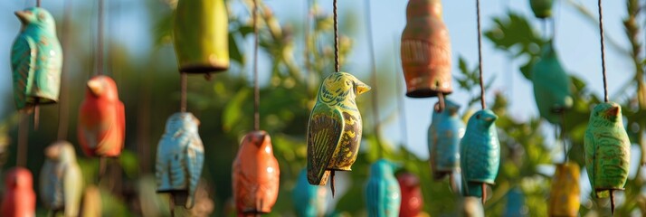 Diverse bird deterrents in various designs and colors protecting plants from bird damage