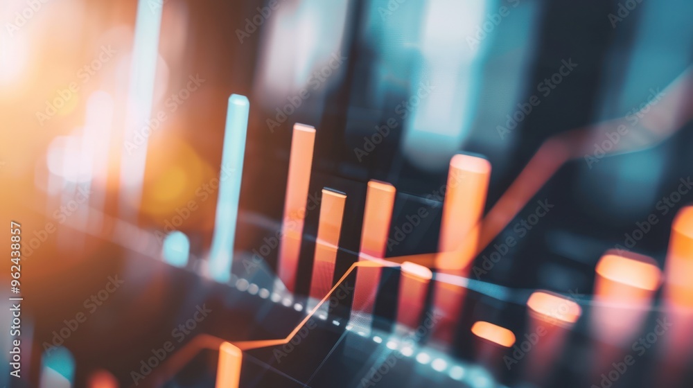 Poster financial data visualization on computer screen