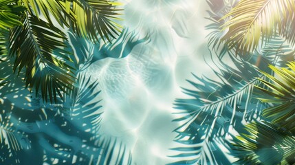 Palm Fronds Casting Shadows on Rippling Water