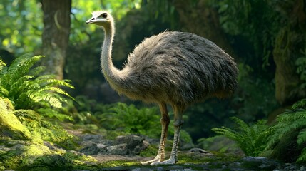 Ostrich in Nature, Photo Realistic, Texture, Pattern Background, Wallpaper, Cover and Screen for Smartphone, PC, Laptop, 9:16 and 16:9 Format