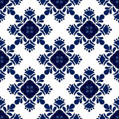 seamless floral pattern indigo
