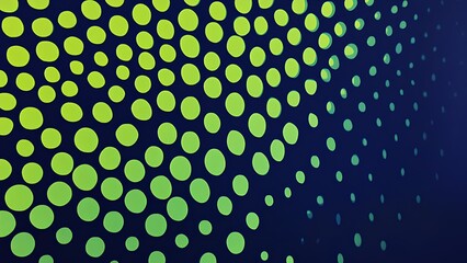 Abstract Green Dots on Blue Background: Modern Digital Art Design