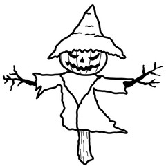 halloween witch with a broom