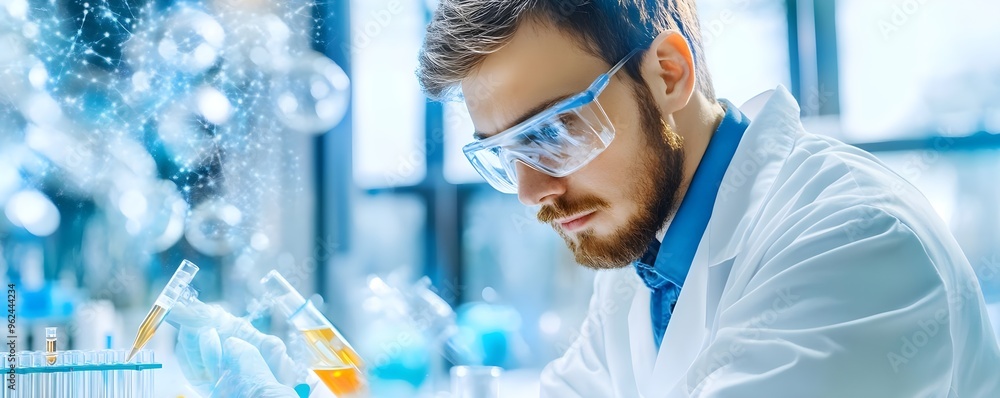 Canvas Prints scientist working in lab with test tubes and liquid