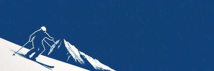 A skier silhouette descends from a mountain, capturing the thrill of winter sports in a sleek and minimalist design that embodies adventure. Generative AI
