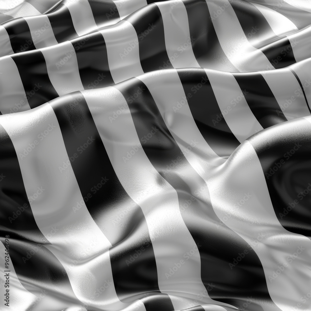 Poster soft black and white striped fabric creates a flowing pattern, with ripples and shadows adding depth