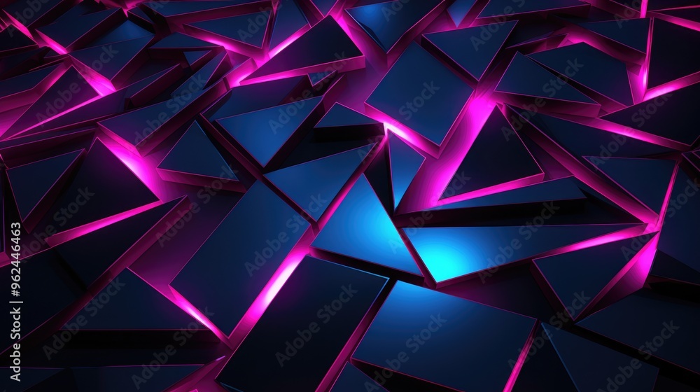 Poster abstract geometric pattern with glowing pink lines