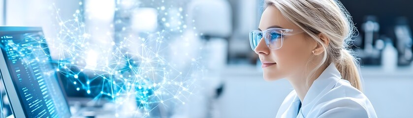 Woman Scientist Working on Computer Network Technology