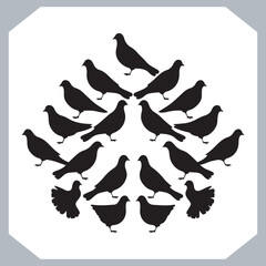 Obraz premium Dove silhouette bird logo design, simple hand drawn and linocut style, bird silhouette illustration