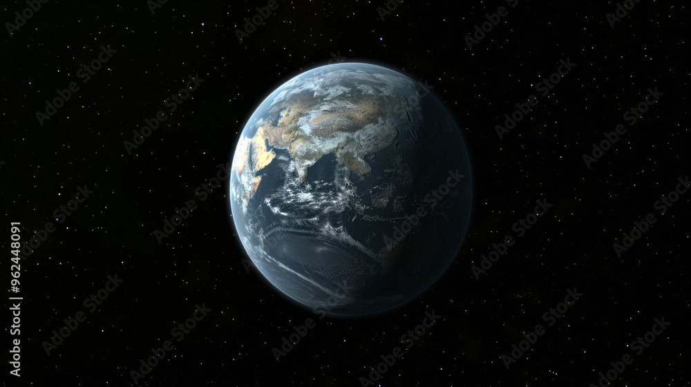 Poster this captivating view captures earth from space, displaying its continents and oceans illuminated ag