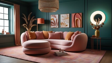 Cozy and Chic Living Room with Modern Pastel Furniture and Elegant Decorative Accents