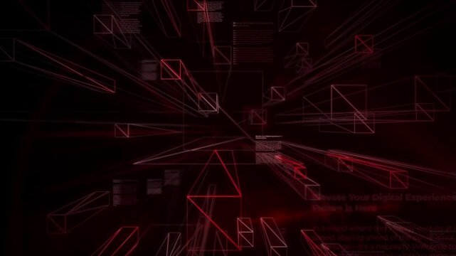 abstract shapes red wireframe background