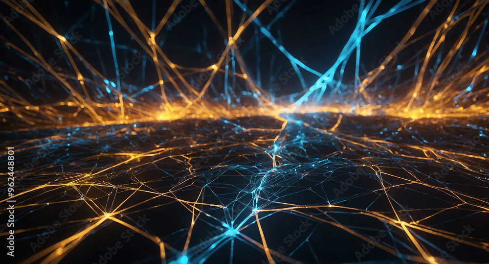 Poster glowing network pathways with light abstract background