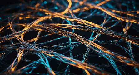 Glowing network pathways with light abstract background