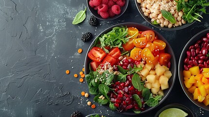 Healthy Salad Bowl with Variety of Vegetables and Fruits