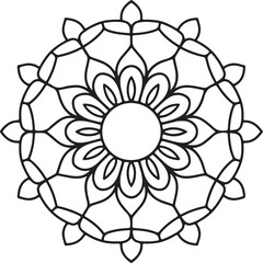 Outline Mandala for coloring book. Decorative round ornament. Anti-stress therapy pattern. Weave design element. Yoga logo, background for meditation poster.