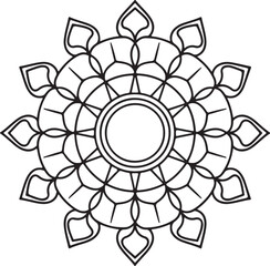 Outline Mandala for coloring book. Decorative round ornament. Anti-stress therapy pattern. Weave design element. Yoga logo, background for meditation poster.