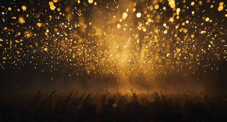 Golden celebration lights mist abstract background