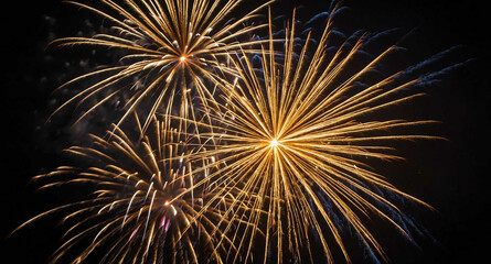 Golden starburst fireworks abstract background