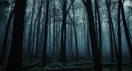 Naklejka premium Haunted forest eerie shapes abstract background