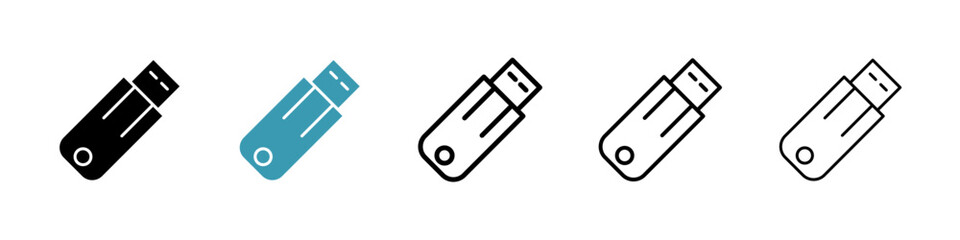 USB thin line vector icon set.