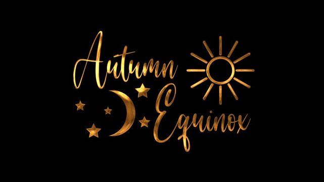 Autumn Equinox Text Animation on Gold Color. Great for Autumn Equinox Celebrations, for banner, social media feed wallpaper stories.