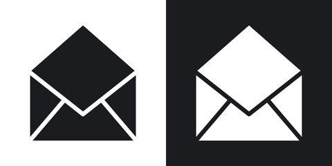 Envelope solid vector icon set in black and white color.