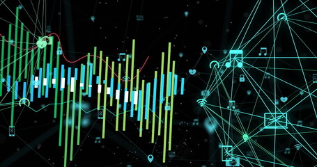 Image of digital data processing over globe
