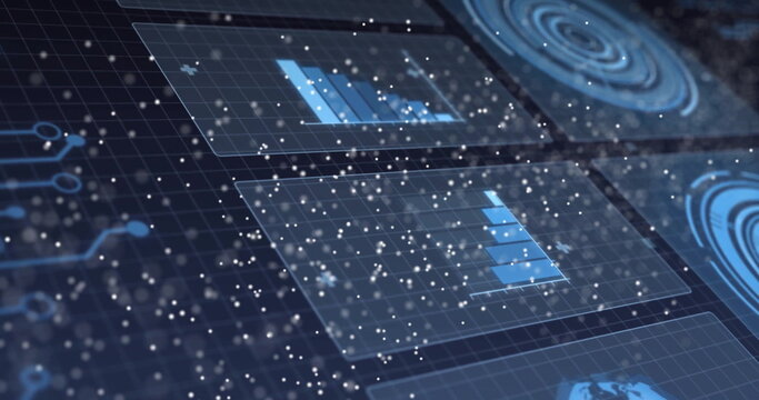 Image of dna strand and digital data processing over gird