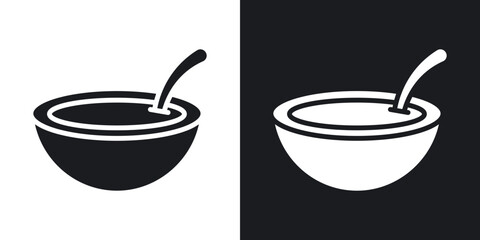 Cereal solid vector icon set in black and white color.