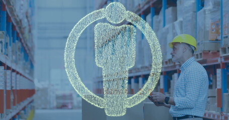 Image of human icon over male worker in warehouse