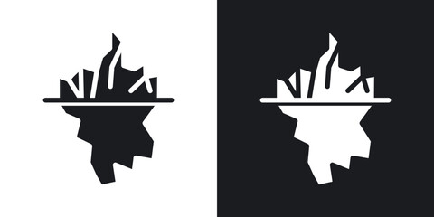 Iceberg solid vector icon set in black and white color.