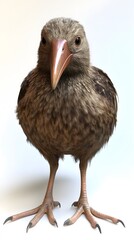 Fototapeta premium Kiwi Bird on White Background, Photo Realistic, Texture, Pattern Background, Wallpaper, Cover and Screen of Smartphone, PC, Laptop, 9:16 and 16:9 Format