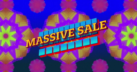 Image of massive sale text over colourful shapes