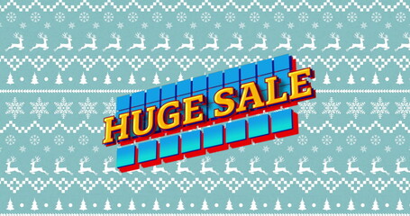 Image of huge sale text over christmas shapes