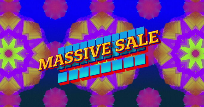 Image of massive sale text over colourful shapes