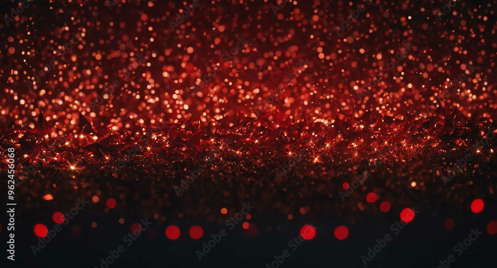 Canvas Prints Red holiday stars twinkling lights abstract background