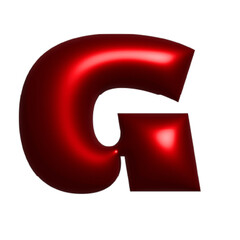 Red shiny metal shiny reflective letter A 3D illustration