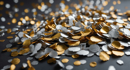Obraz premium Silver and gold confetti swirl abstract background