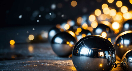 Obraz premium Silver bells glowing lights abstract background