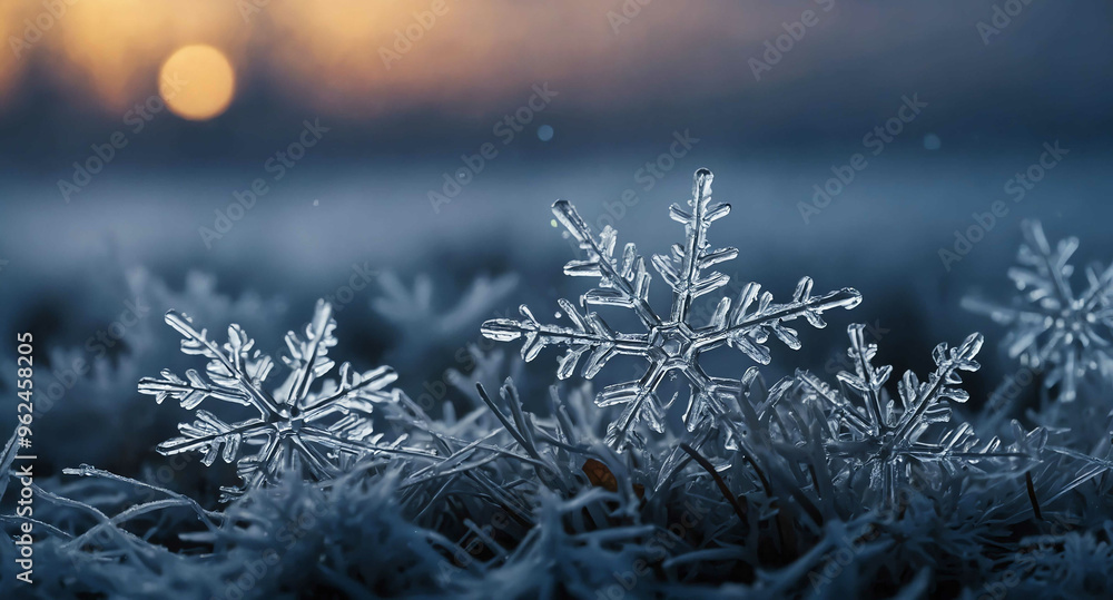 Aufkleber snowflake patterns glowing mist abstract background