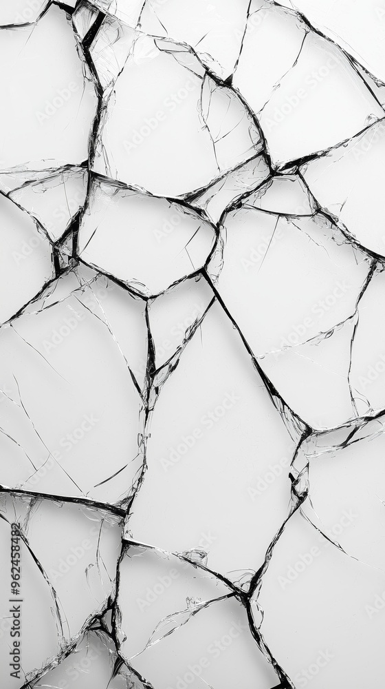 Poster a shattered monitor screen texture with large, spreading cracks and subtle glitch lines, ideal for u